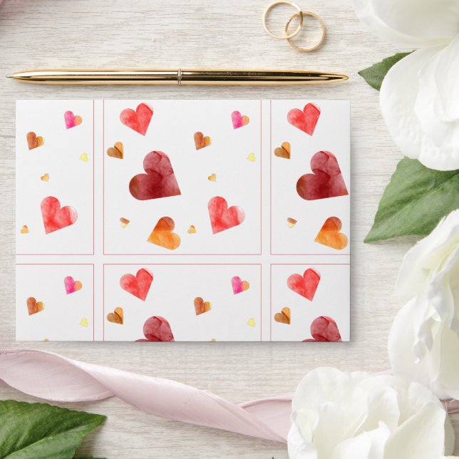 Colorful Watercolor Hearts  Envelope (Wedding)