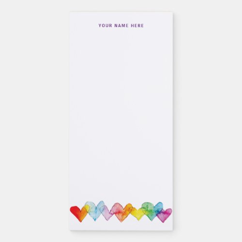 Colorful Watercolor Hearts Hand_Painted Magnetic Notepad