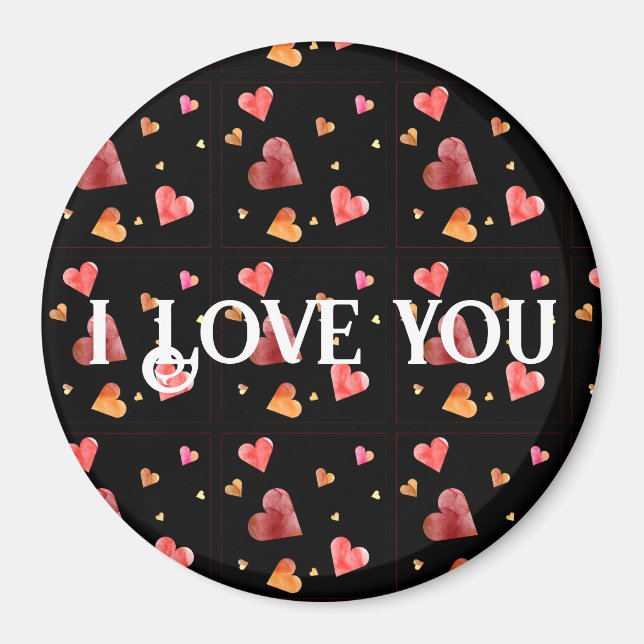 Colorful Watercolor Hearts Magnet (Front)