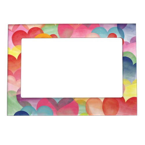 Colorful Watercolor Hearts Magnetic Frame