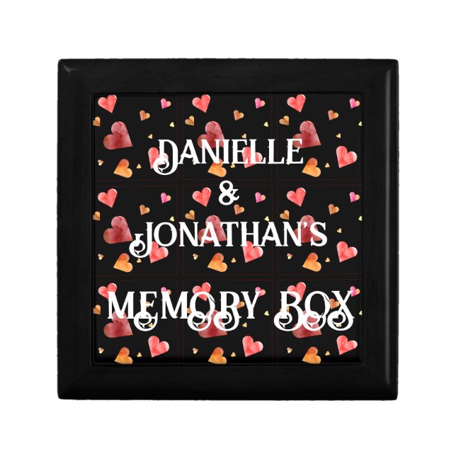 Colorful Watercolor Hearts Memory Box (Front)