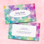 Colorful Watercolor Hearts Play Date Mommy Calling Card at Zazzle