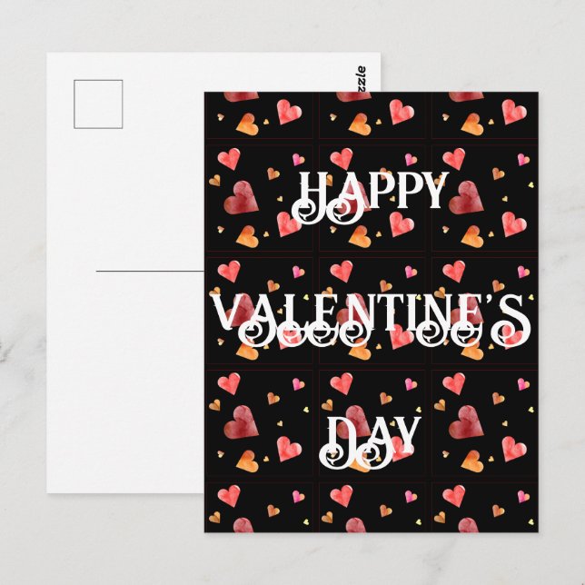 Colorful Watercolor Hearts Postcard (Front/Back)