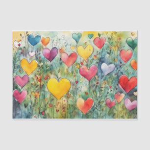 Colorful Watercolor Hearts Tissue Paper