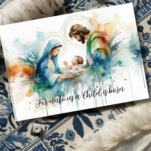 Colorful Watercolor Holy Family Holiday Card (Creator Uploaded)