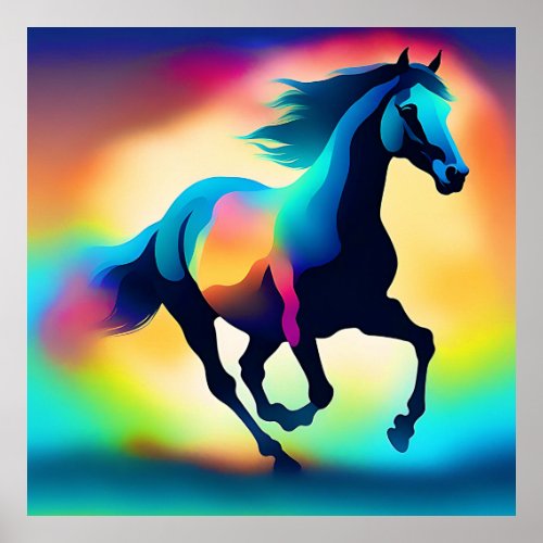 Colorful watercolor horse  poster