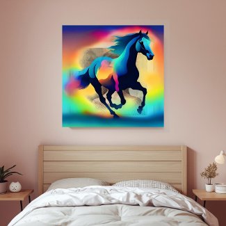 Colorful watercolor horse 