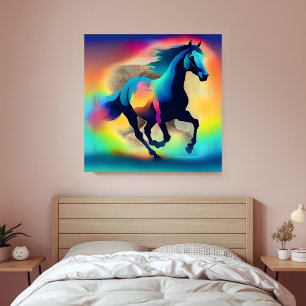 Colorful watercolor horse poster