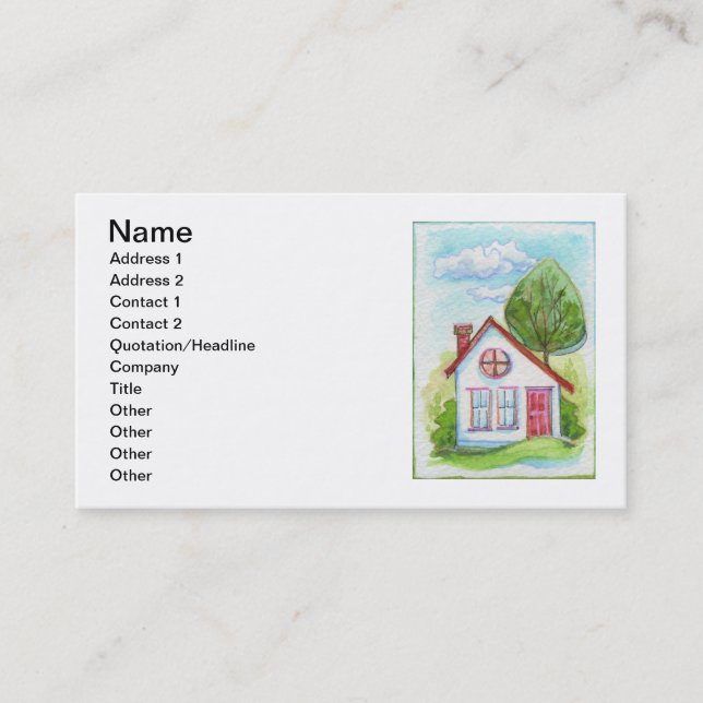 Colorful Watercolor House Business Card (Front)