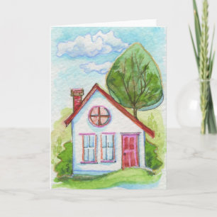 Colorful Watercolor House Card