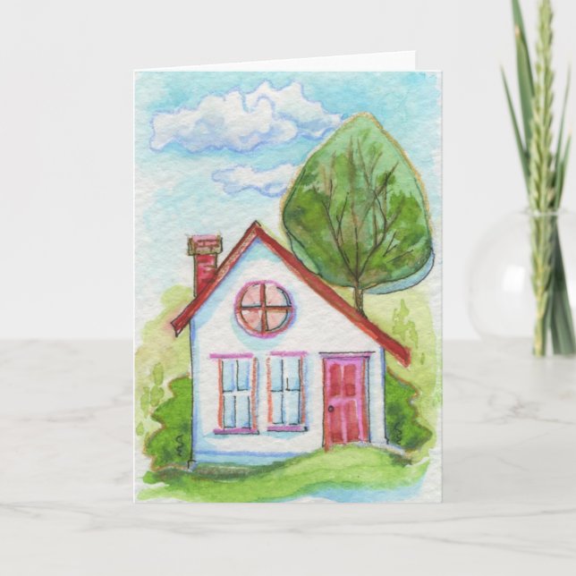 Colorful Watercolor House Card (Front)