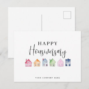 Colorful Watercolor House Happy Housiversary Postcard