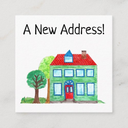 Colorful watercolor house New address card