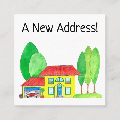 Colorful watercolor house New address card