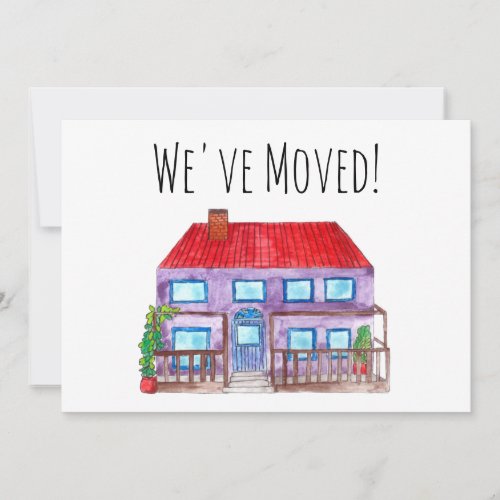 Colorful watercolor house New address card