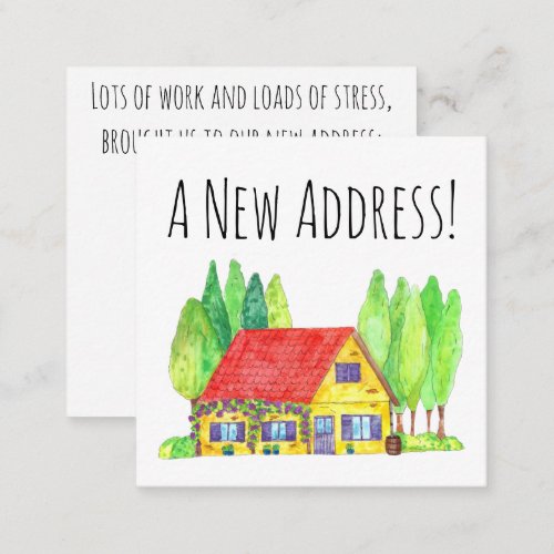 Colorful watercolor house New address card