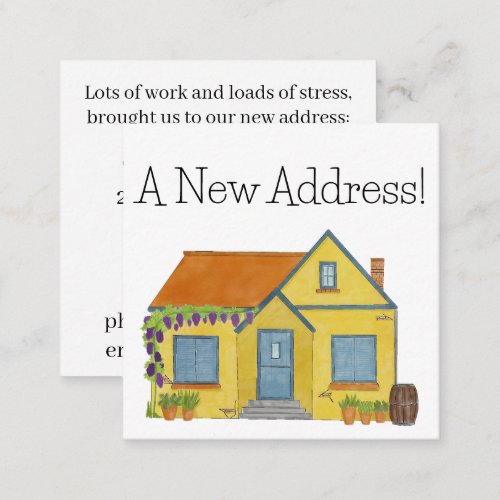 Colorful watercolor house New address card