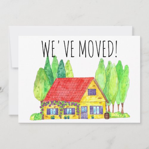 Colorful watercolor house New address card