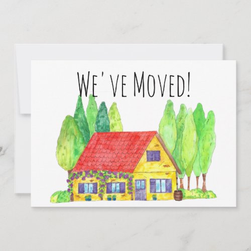 Colorful watercolor house New address card