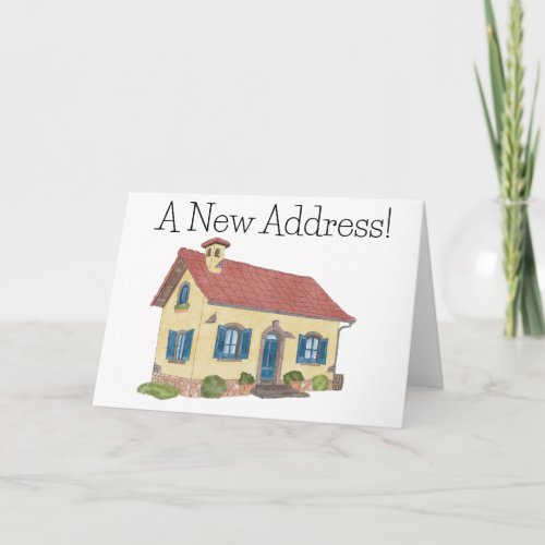 Colorful watercolor house New address card