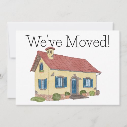 Colorful watercolor house New address card
