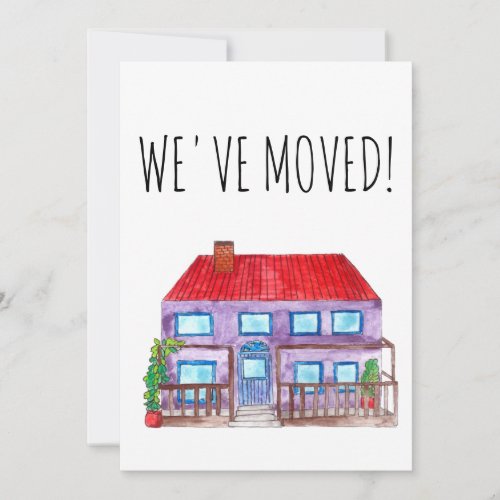 Colorful watercolor house New address card