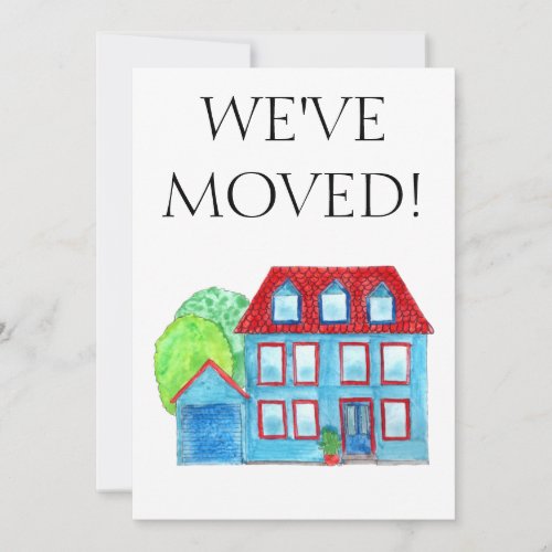 Colorful watercolor house New address card