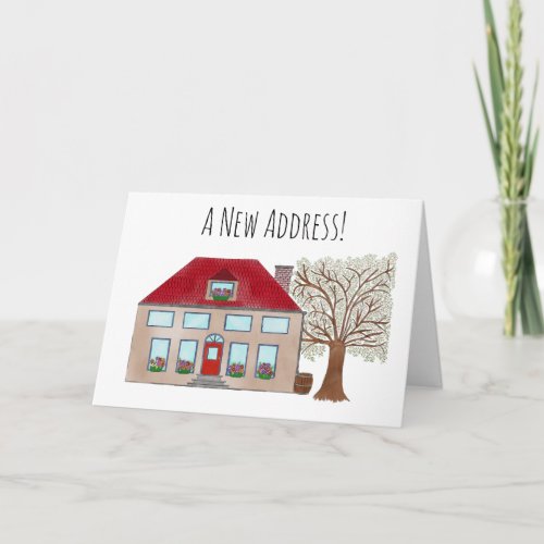 Colorful watercolor house New address card
