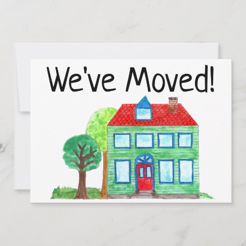 Colorful watercolor house New address card