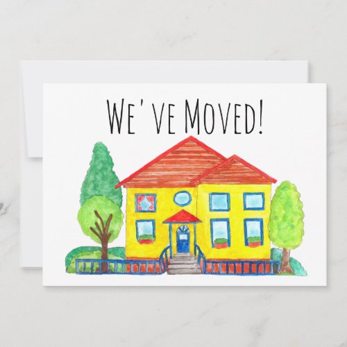 Colorful watercolor house New address card