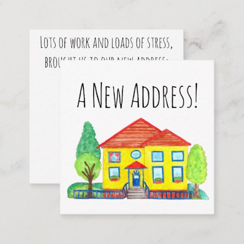 Colorful watercolor house New address card