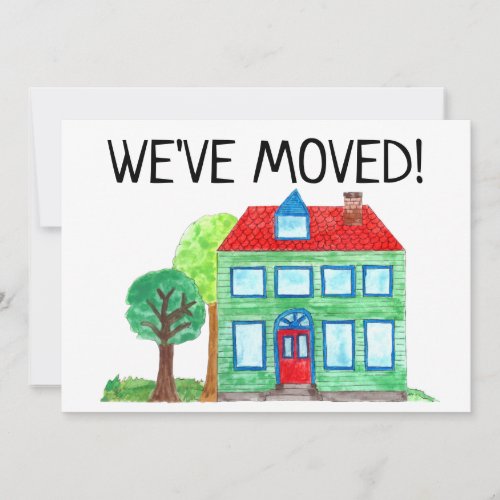 Colorful watercolor house New address card