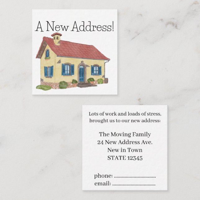 Colorful watercolor house New address card (Front/Back)