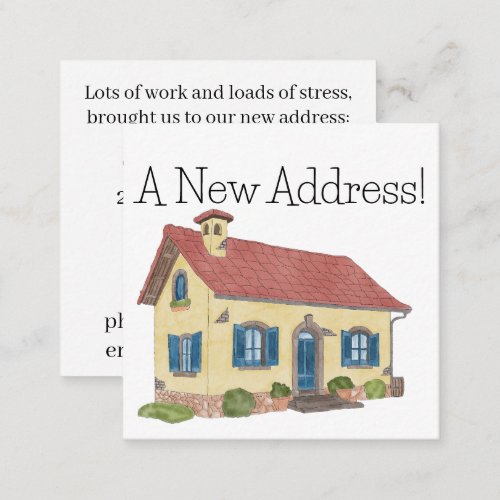 Colorful watercolor house New address card