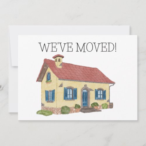 Colorful watercolor house New address card