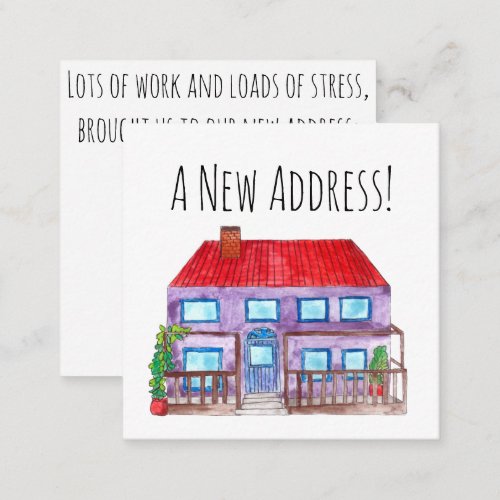 Colorful watercolor house New address card