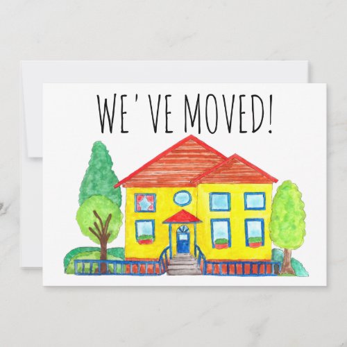 Colorful watercolor house New address card