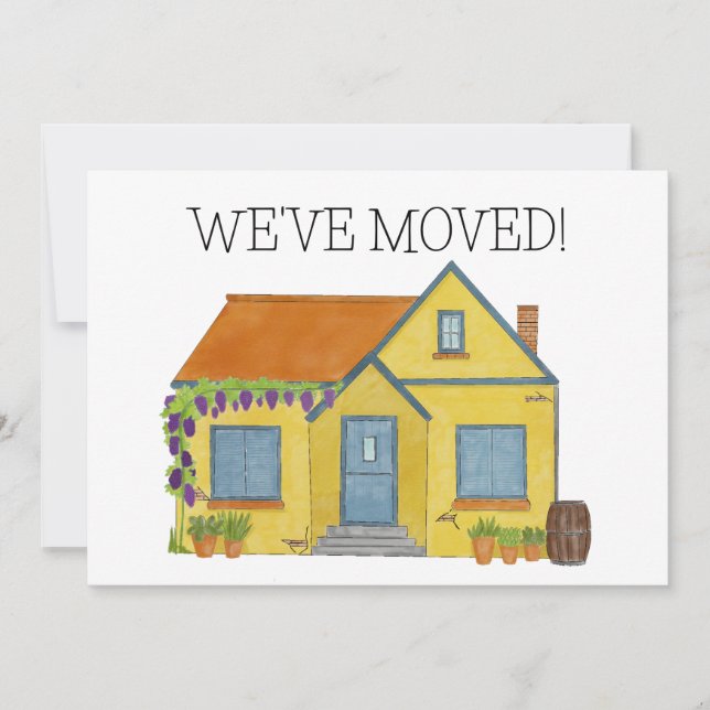 Colorful watercolor house New address card (Front)