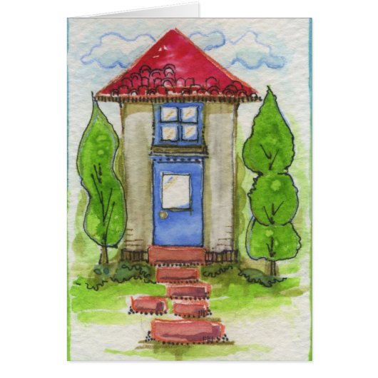 Colorful Watercolor House Painting Cards (Front)