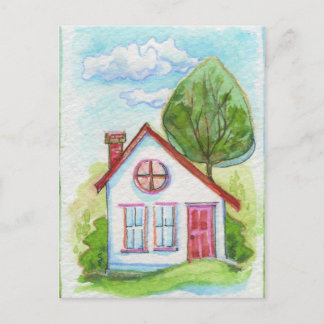 Colorful Watercolor House Postcard
