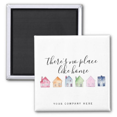 Colorful Watercolor Houses Real Estate Promotiona  Magnet