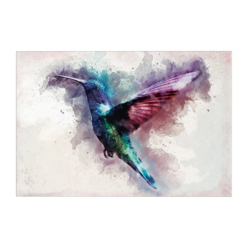 Colorful Watercolor Hummingbird Acrylic Print 