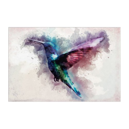 Colorful Watercolor Hummingbird Acrylic Print