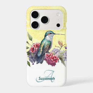 Colorful Watercolor Hummingbird Personalized iPhone 17 Pro Case