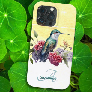 Colorful Watercolor Hummingbird Personalized  iPhone 13 Pro Case