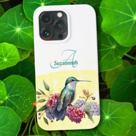 Colorful Watercolor Hummingbird Personalized  Iphone 13 Pro Case