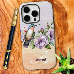 Colorful Watercolor Hummingbird Personalized  iPhone 16 Pro Case