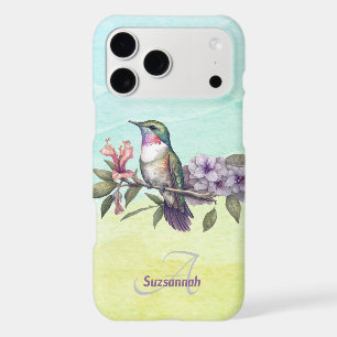 Colorful Watercolor Hummingbird Personalized iPhone 17 Pro Max Case