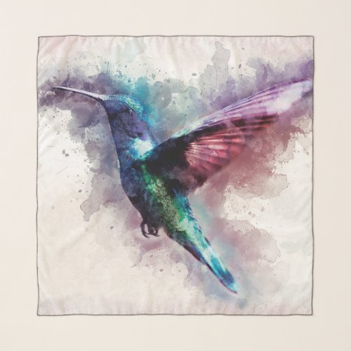 Colorful Watercolor Hummingbird Scarf