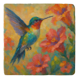 Colorful Watercolor Hummingbird Trivet